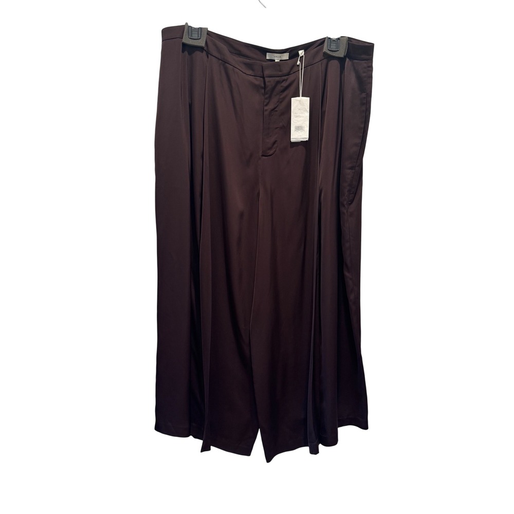 NEW Vince Pleated Wide Leg Dress‎ Pants office Chocolate Brown Size 18 *flaw